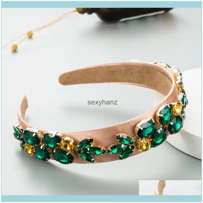 2021 Spring New Arrivals Baroque Colored Glass Rhinestone Hairband Headband for Women Girls Hair Accessories Wholesale