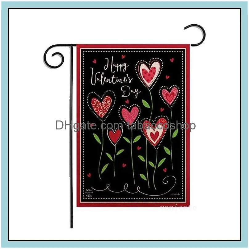 ABCD style Valentine`s day Garden Flag linen holiday courtyard Banner Flags decoration T2I53237