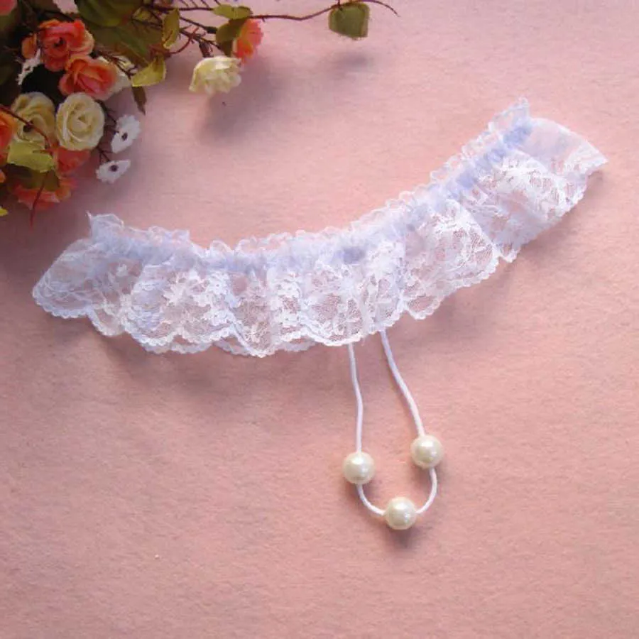 Women Lace Panties Open Crotch Thong G-Strings With Pearls Massaging Bead Crotchless Erotic Underwear For Lingerie