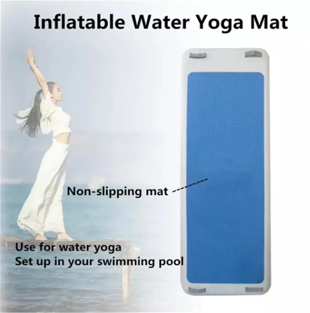 200x62x10cm Blu Gonfiabile Galleggiante Acqua Yoga Tappetino Antiscivolo Air Pad Cuscino Tumbling Track Pad con Pompa ad Aria Ginnastica Paddle Board