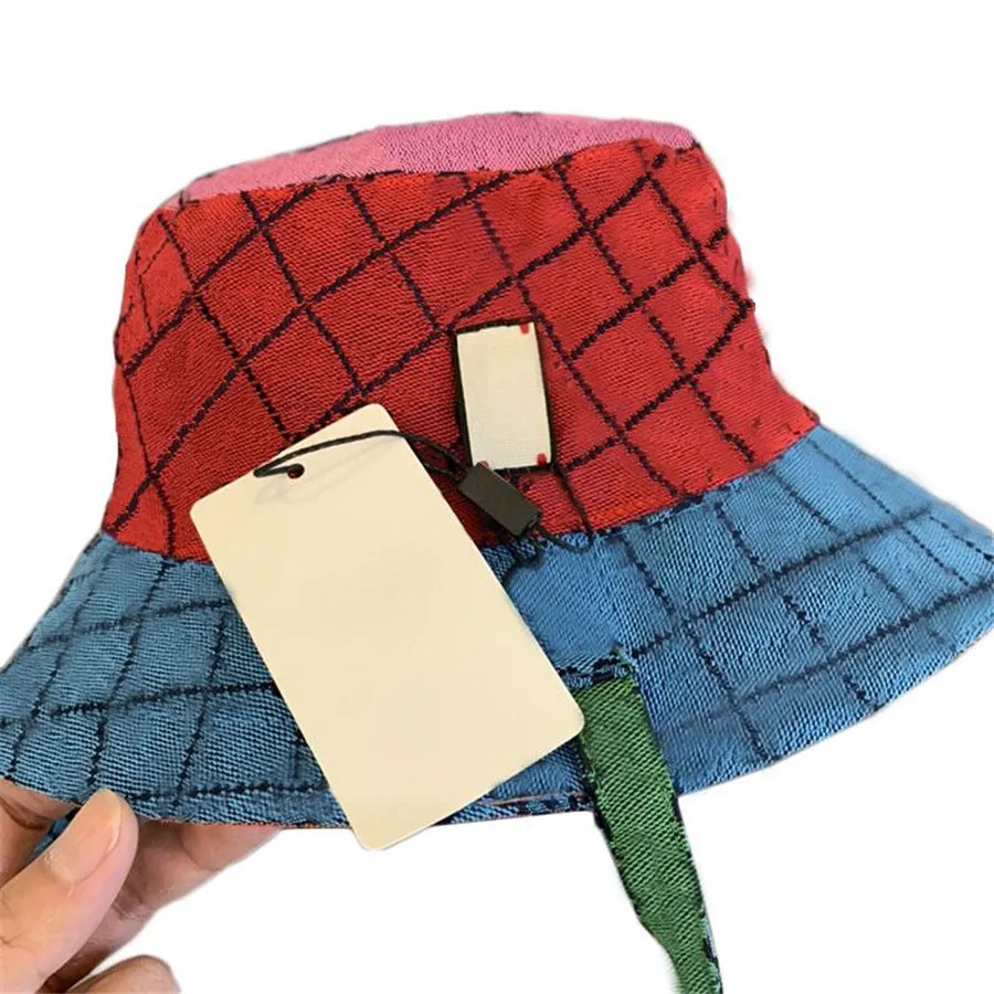 2022 para mujer diseñadores oblicuos sombrero del cubo para las mujeres sombreros gorras patchwork lavado denim cubos algodón playa doble cara desgaste pesca gorro cráneo gorra