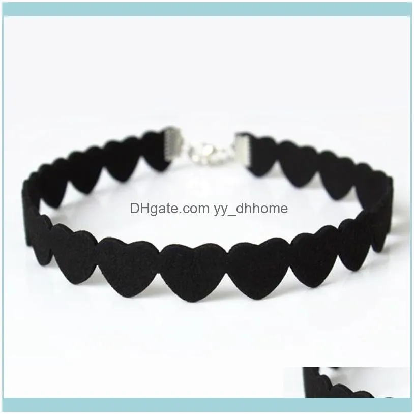 Black Lace Choker Necklace Women Velvet Love Heart Necklaces Chocker Tattoo Collares Collie Gift Chokers