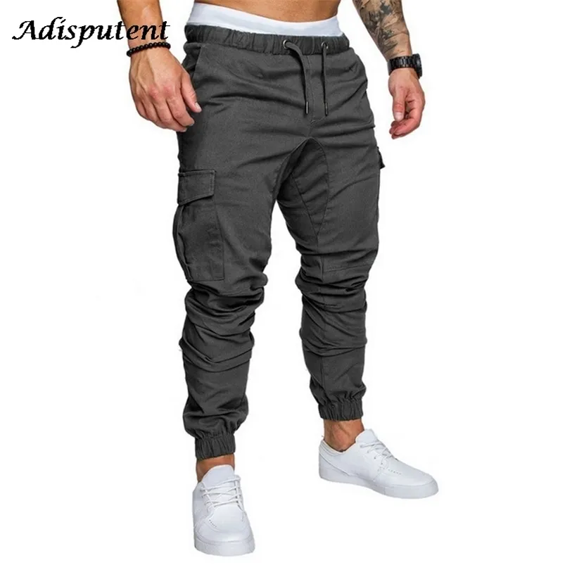 Adisputent Fashion Men Byxor Hip Hop Harem Joggers Man Byxor Mens Solid Multi-Pocket Sweatpants 210715