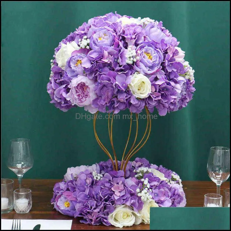 Decorative Flowers 35/40/50 Kunstmatige Bloem Tafel Middelpunt Krans Party Wedding Achtergrond Decor Weg Leiden Bal Rose Hydrangea Gypsophila