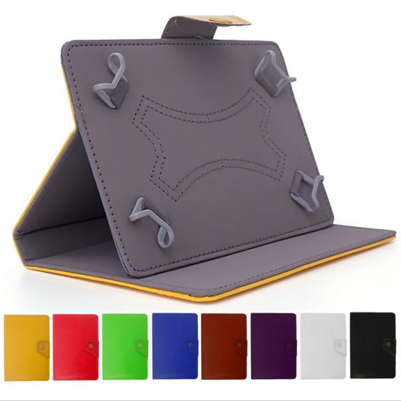 7 "8" 9 "10 tum Universal PU Läder Tablet PC-fallskydd med stativ inbyggd kort Buckled hållare för alla tablett PC-skyddsväska