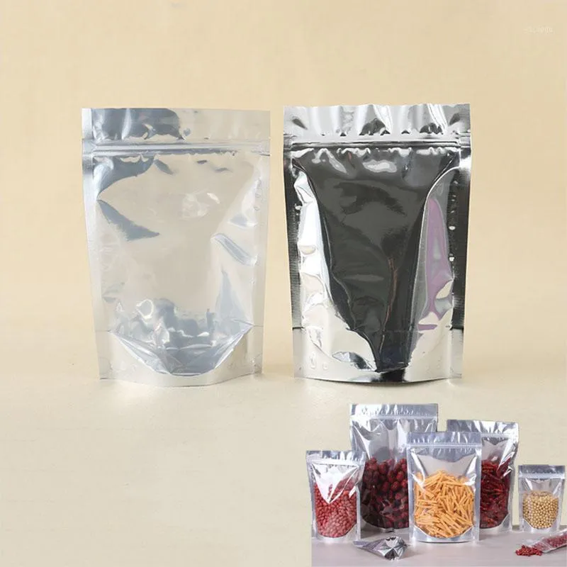 Storage Bags 10-30Pcs/lot Clear Aluminizing Zipper Doypack Self Sealing Package For Food Fruit Tea Gift