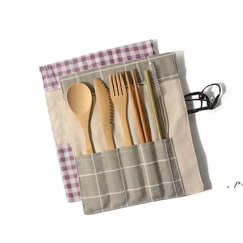 NEWCotton Canvas Tableware Storage Bag Knife Fork Spoon Packing Bags Outdoor Picnic Portable Flatware Sack Student tablewareS Sacks RRA9624