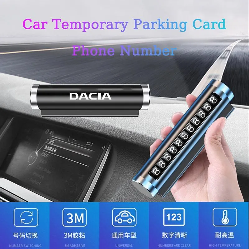 Decorazioni interne per Dacia Duster 2021 Car Temporary Parking Card Phone Number Plate Accessori per automobili