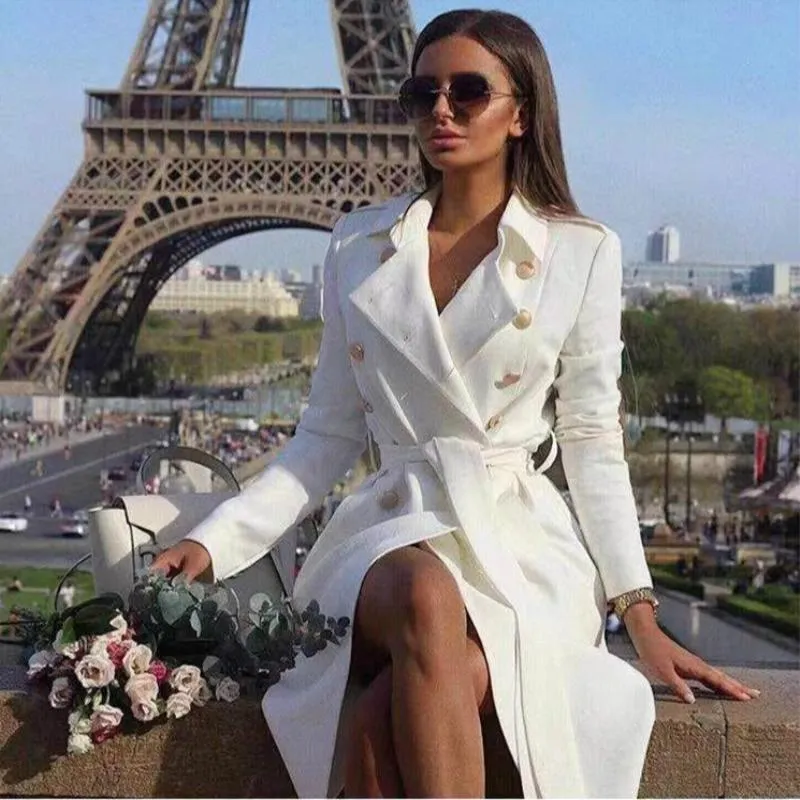 Économisez gros sur les achats en gros de Manteaux À Tricoter À Deux Mains  Trench Coat De Printemps Féminin, Manteau De Slim À Double Serrage Féminin 