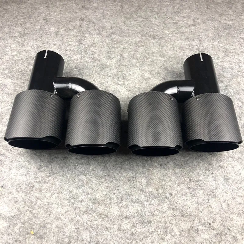 One Pair H Style Car Universal Double Nozzle Rear Exhaust Muffler Pipe Tailtips Auto Glossy Black Tail Pipes