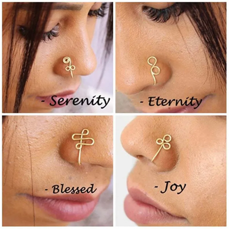  Ankh Fake Nose Ring - Gold Nose Cuff - Faux Septum - Non  Piercing Jewelry - Clip On Nose Ring : Handmade Products