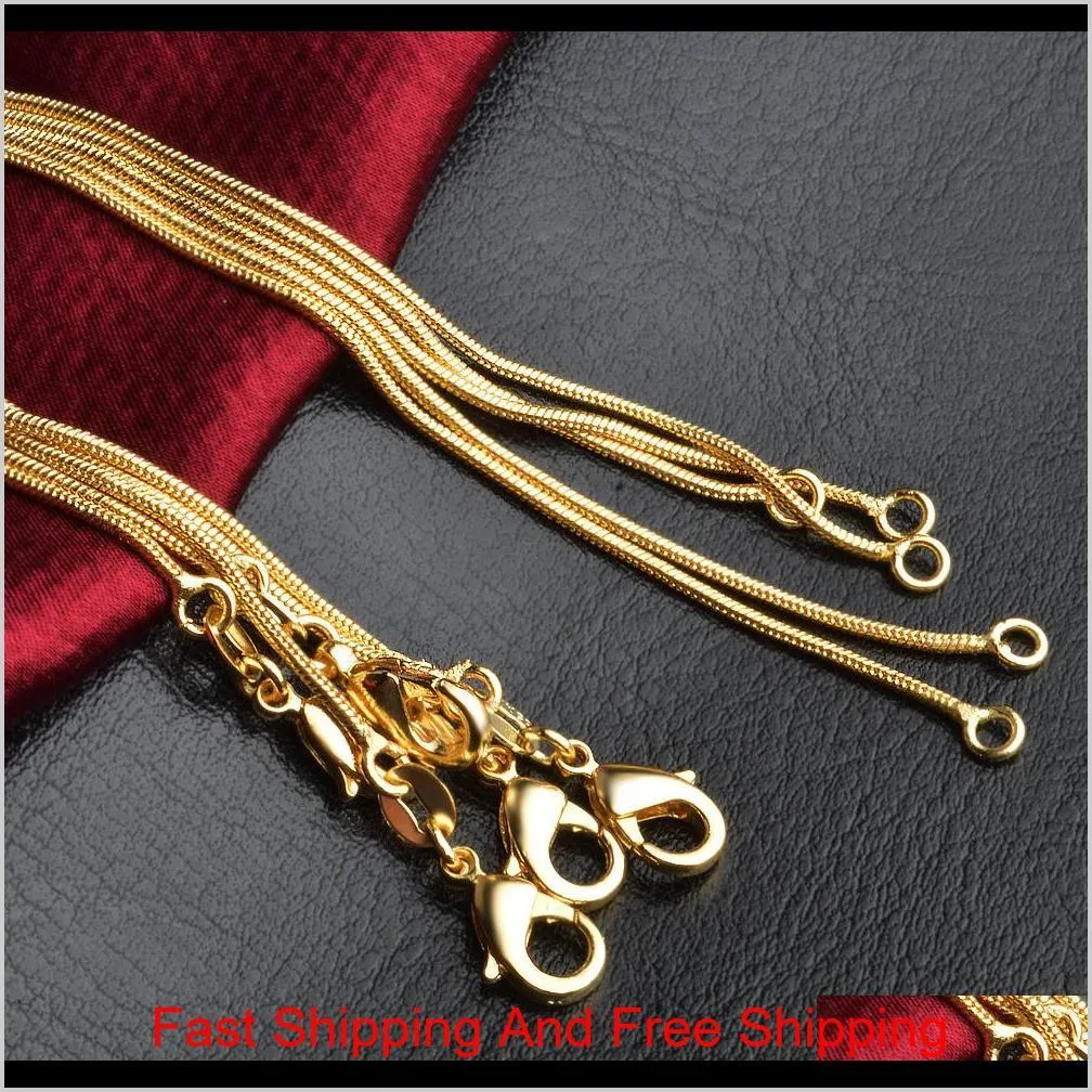 promotion sale 18k gold chain necklace 1mm 16in 18in 20in 22in 24in 26in 28in 30in mixed smooth snake chain necklace unisex necklaces