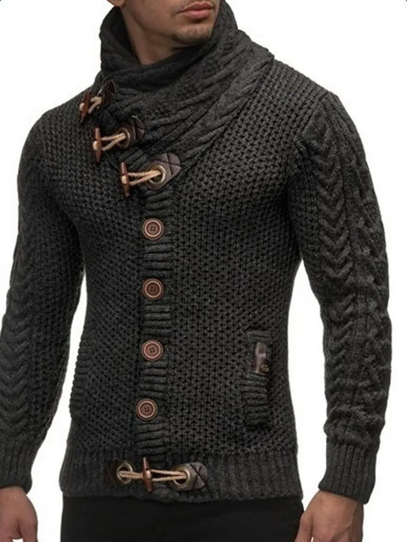 Pull tricoté hommes à manches longues bouton Cardigans automne tout match hommes vêtements décontracté poche Slim Fit manteau chandails Style noir