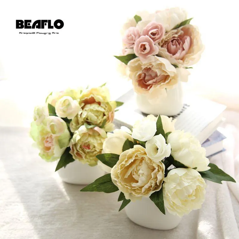 Decoratieve bloemen kransen bruiloft boeket kunstmatige zijde bloem pioen nep tafel decoratie accessoires arrangement home tuin feest de
