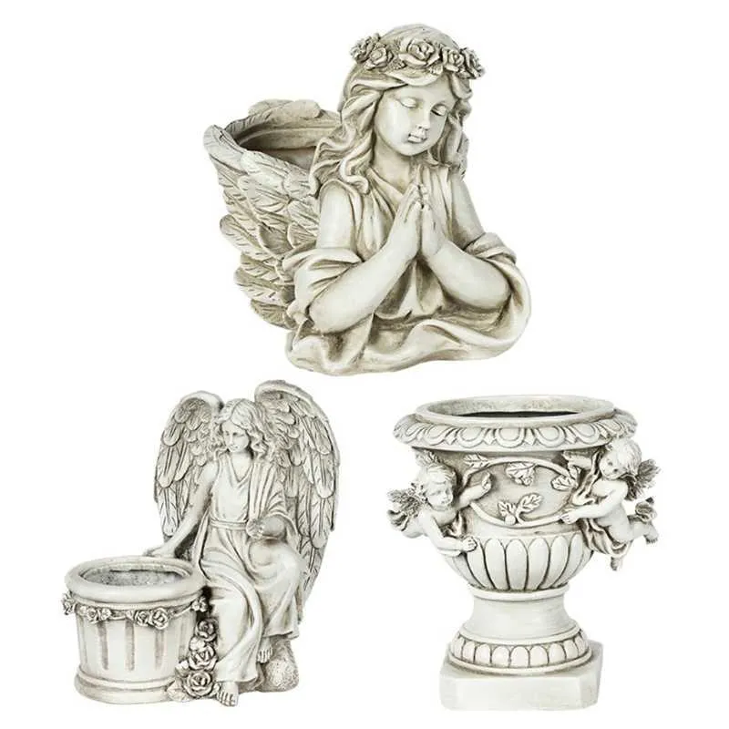 Fairy Garden Angel Planter Pot Figurines Tillbehör till Utomhus Garden Decor J0PC 210607