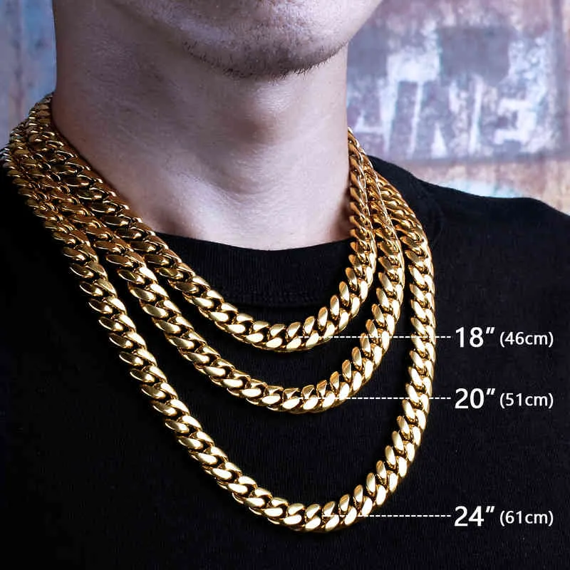 KRKC Gold Filled Miami Link Chain Necklace Cadena de oro Mens Hip Hop Custom Cuban Chains Hiphop Jewelry305s