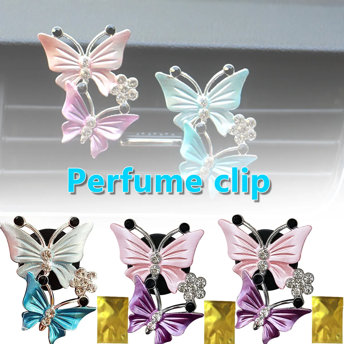 1pc désodorisant papillon voiture-style voiture parfum odeur naturelle conditionneur sortie Clip parfum Auto papillon accessoires