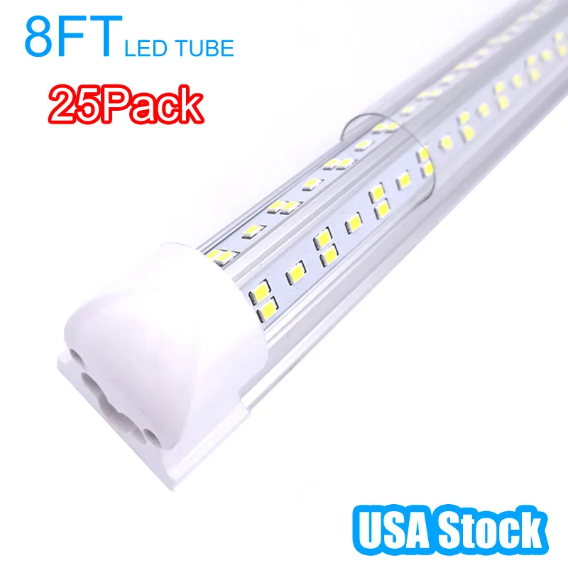 Tube LED intégré, T8 Shop Lights 2,4 m, suspendu ou montage en surface, haut rendement 100 W 10 000 lumens, 6500 K blanc froid 2,4 m, lot de 25