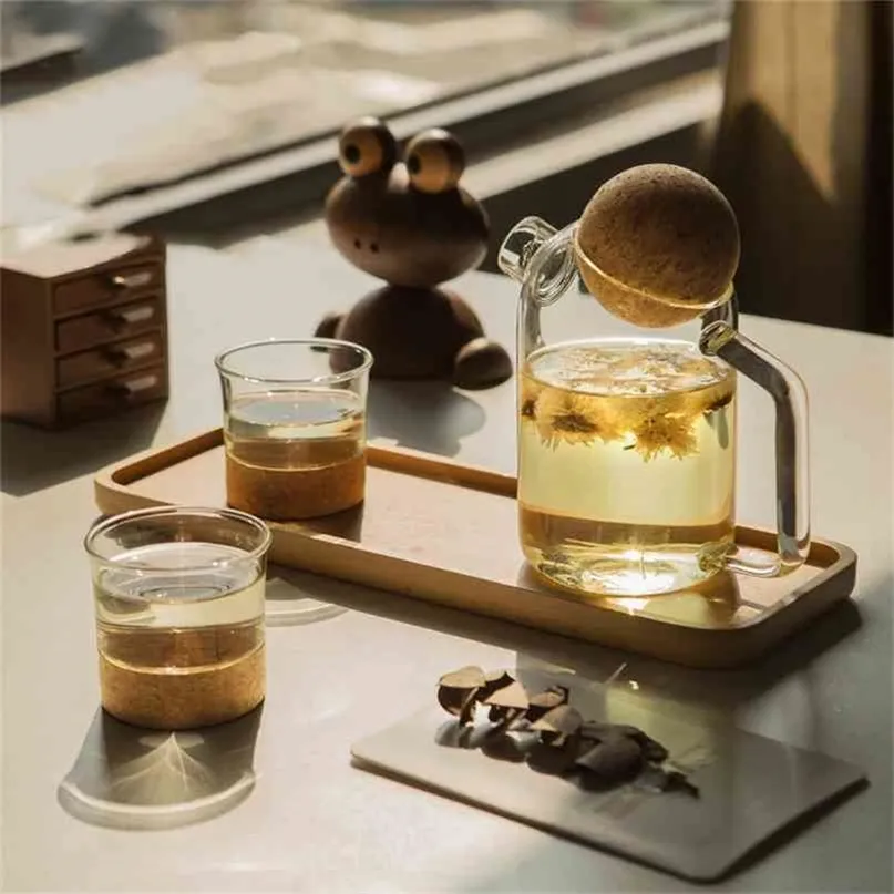 High Quality Borosilicate Glass Teapot Transparent Heat Resistant Chinese kung Fu Puer Oolong Set Milk Pot 210724