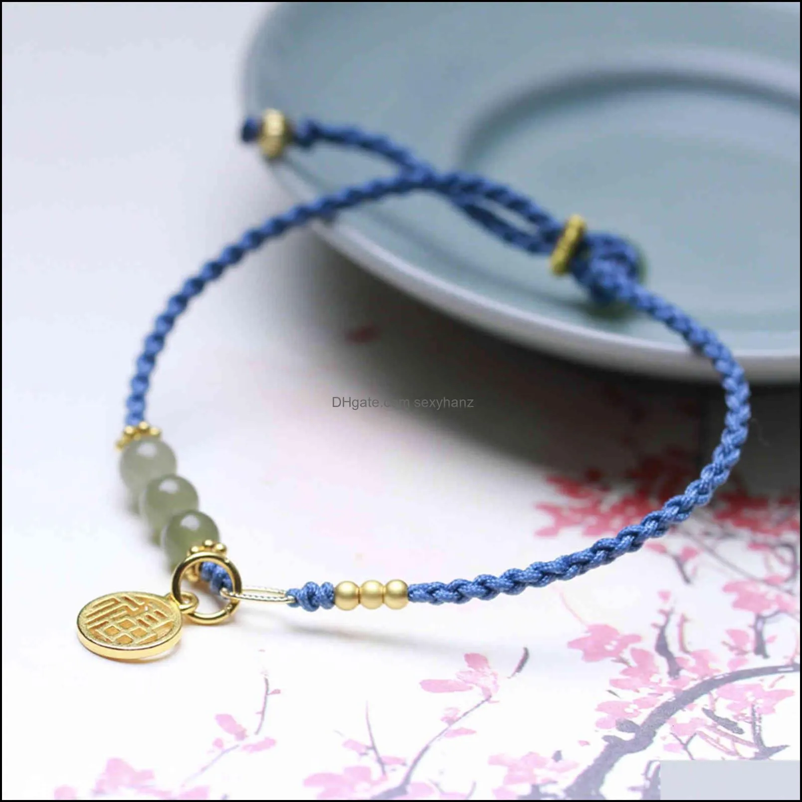 Bracelets bracelet Hotan Natural jade hand rope cartoon rabbit lotus root slice Qingshui yuanzhufu brand women`s single hand woven