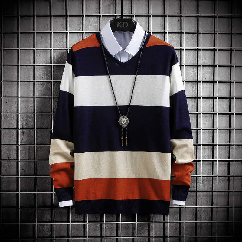 クリスマスセーター2021新しいグレープルオーバーメンズ長袖高品質の冬の暖かいVネックベルベットY0907