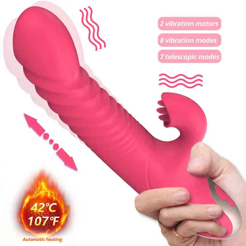 Nxy Sex Vibrators для женщин Клитор VAGINA мощный двойной двигатель Trilling Телескопические качели диоксид кремния женские интимные товары Y игрушка 1215