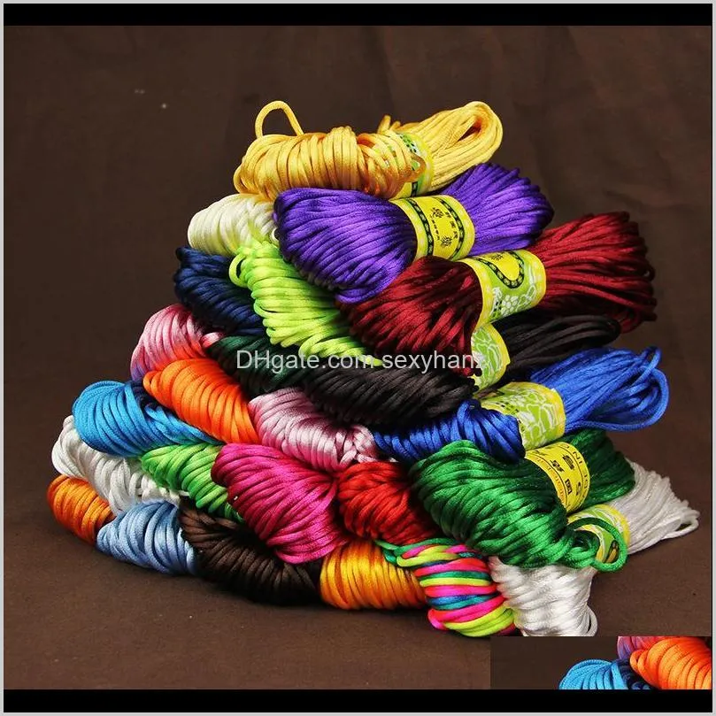 20 Meters Rattail Satin Cord Nylon Macrame Braiding String Knitting Rope Chinese Knot Cord Knot RATTAIL Thread Synthetic Silk