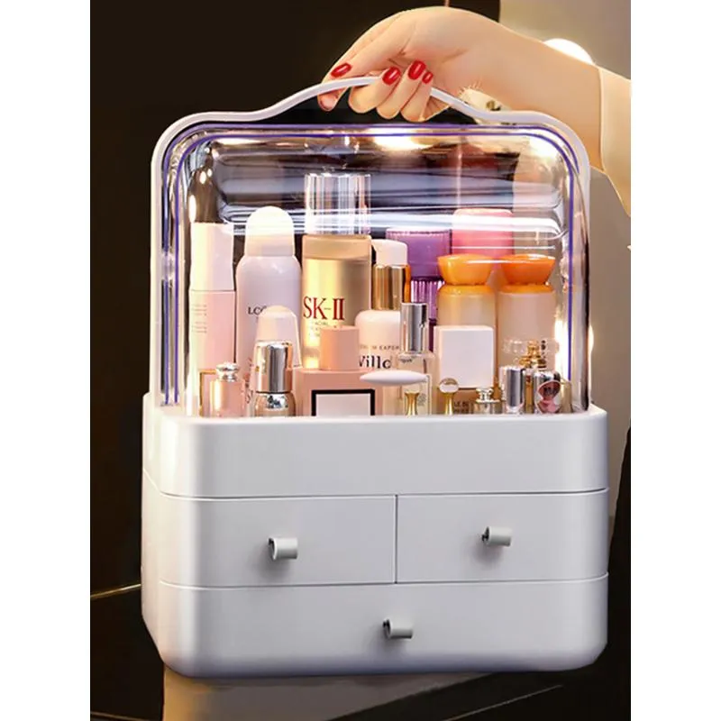 Scatole portaoggetti Contenitori Portagioie grande Cura della pelle Rossetto Porta bellezza Trucco Organizzatore Cassetto Porta cosmetici antipolvere Desktop