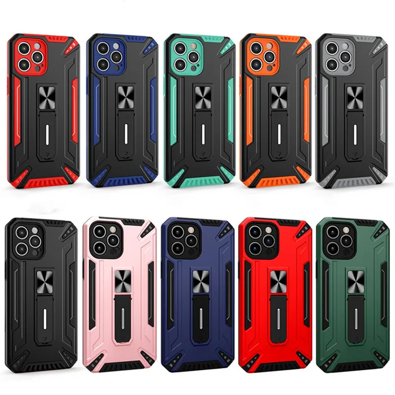 Anti-Drop Bracket TPU PC Mobile Phone Cases para iPhone 12 Pro Max 11 Carro Armadura Invisível Armadura Capa