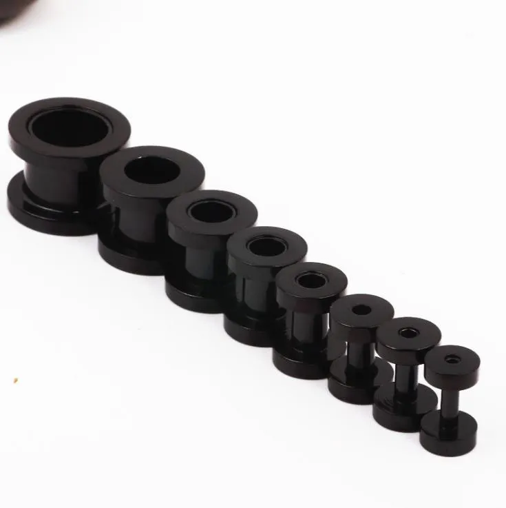 100Pcs/Lot Mix 2-10Mm Stainless Steel Screw Black Ear Plug Flesh Tunnel Piercing Body Jewelry