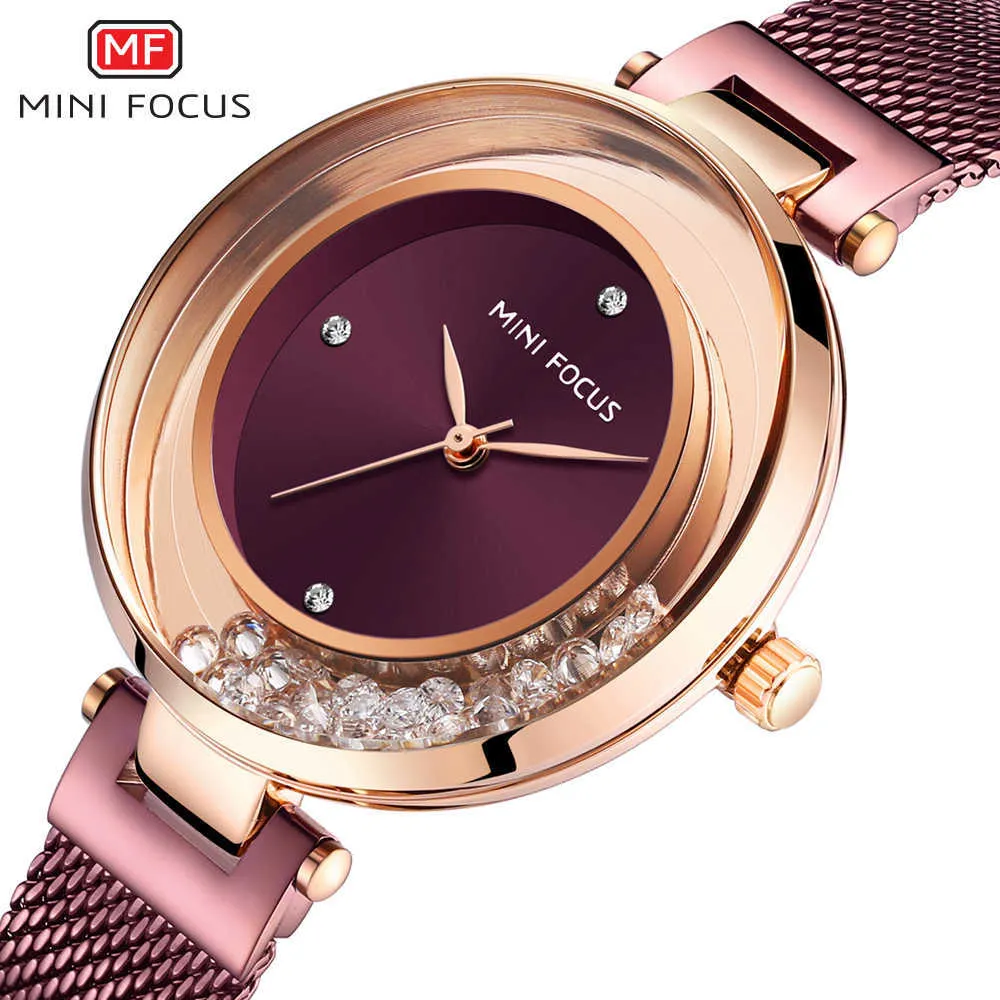 Damska Watch Minifocus E Kwarc Lady Wrist Dres's Wristwatch Marka Luksusowa Moda Relogio Feminino 210616