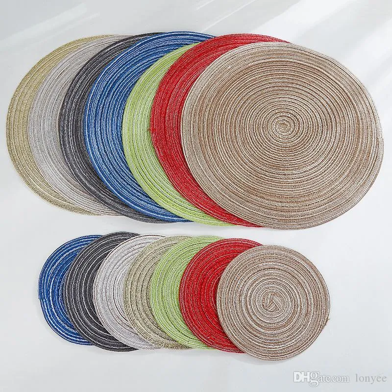 Non-slip Round Placemat Table Mat Cotton Linen Weave Bowl Mat Insulation Heat Pad Anti-scalding Cup Holder Home Kitchen Supplies XVT0341