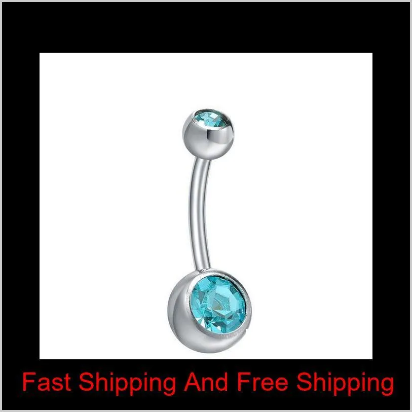 stainless steel belly button rings navel rings crystal hypoallergenic body piercing bars jewlery for women`s bikini fashion jewelry