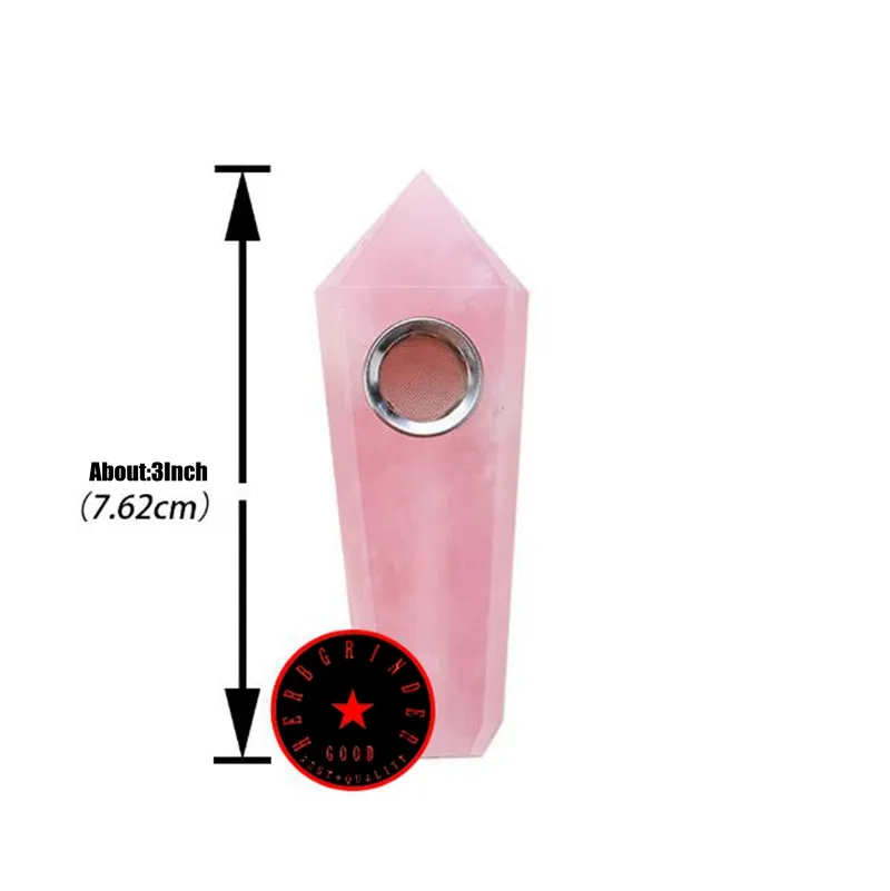 3 Zoll natürliche schwarze rosa Diamant-Edelstein-Steinpfeifen Mini-Trockenkräutertabak tragbare Filterhandpfeife mit Reinigungsbürste Hochwertiger Zigarettenhalter zum Rauchen