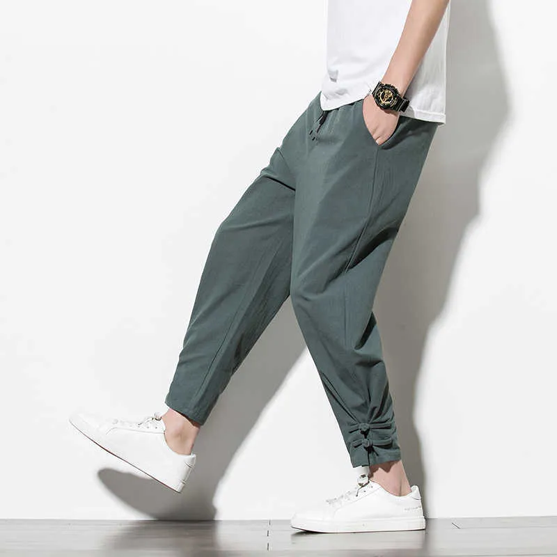 Streetwear Men's Joggers Trousers Chinese Style Casual Harem Pants Spring Autumn Solid Color Oversize Man Pants Plus Size 5XL X0723