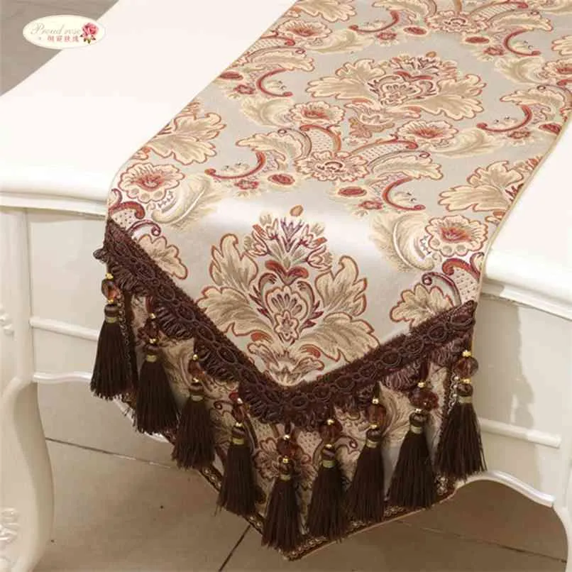 Proud Rose European style Table Runner Tassel Flag Fashion Household Decoration Luxurious Bed 210628