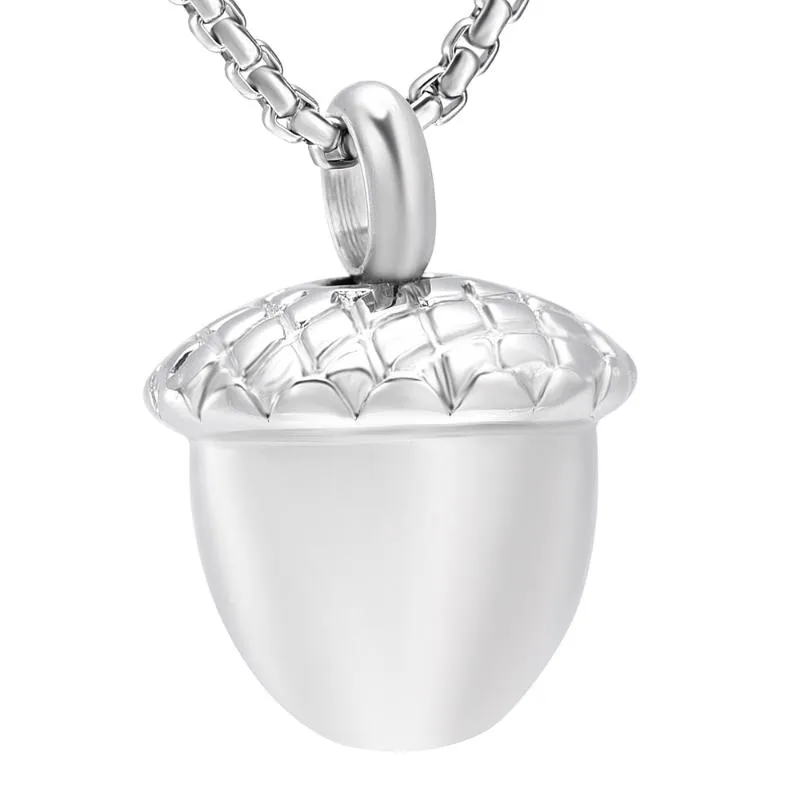 Chains ACORN Cremation Necklace For Human/Pet/Animal Ashes ,Stainless Steel Memorial Urn Keepsake Pendant Jewelry Women/Kid