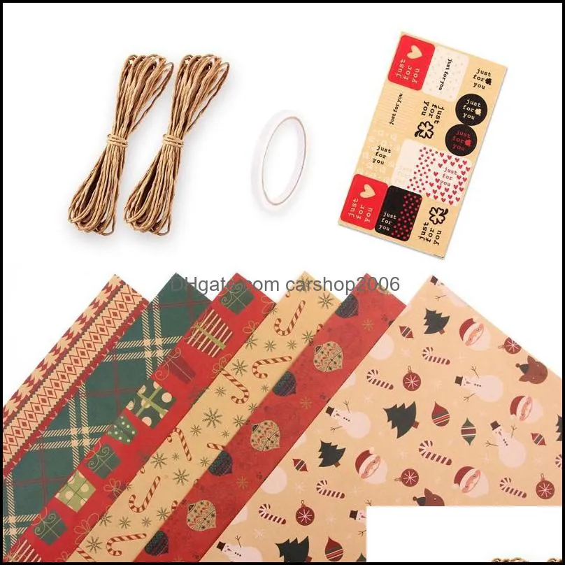 Gift Wrap LXAC Retro Christmas Gifts Wrapping Papers DIY Present Packing Kraft Wraps