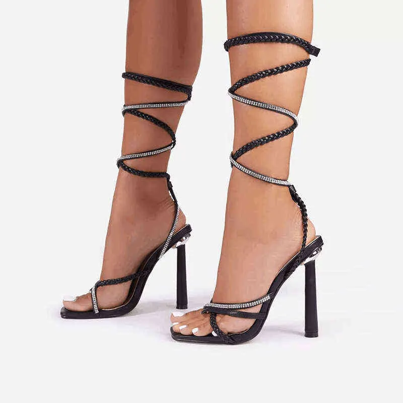 Sandali Di Modo Delle Donne Tacchi Alti Incrociati Alla Caviglia E Diamanti Artificiali Intrecciati Sexy Festa Novita Estiva Da 74 68 DHgate
