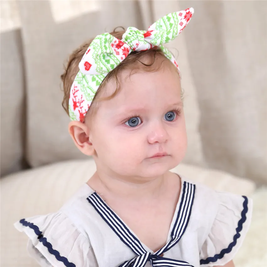 Baby Meisjes Hoofdbanden Kerst Boutique Haaraccessoires Kinder Bunny Knot Elastische Hoofdband Accessoire Infant Konijn Oor Headwear KHA244