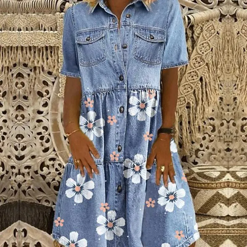 2021 Womens Summer Denim Maxi Dress With Button Bootstrap 5 Up