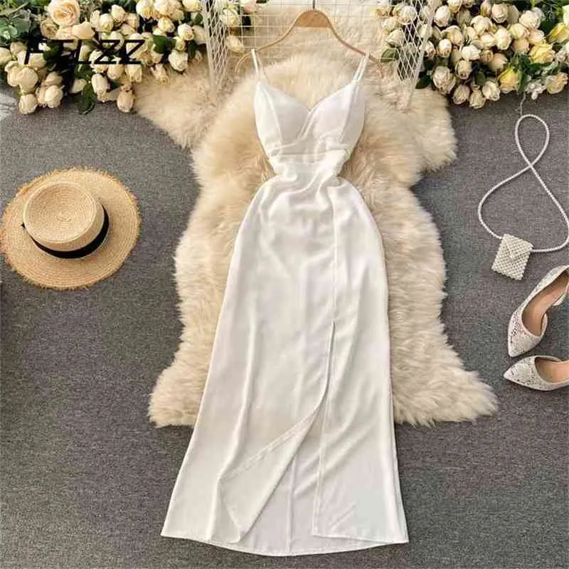 Kvinnor Bodycon Dress Summer V Neck Slim Spaghetti Strap Midi Es Ladies Elegant Backless Party Vestidos 210525