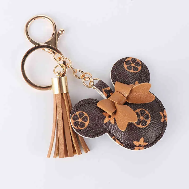 Keychains Old Flower Leather Bow Strange Tassel Söt nyckelkedja Skolväskbil Mobiltelefon hänge liten gåva