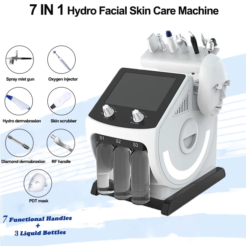 Máquina de microdermoabrasão hidro diamante led máscara facial purificador limpeza profunda rf ultrassom oxigênio rosto máquinas