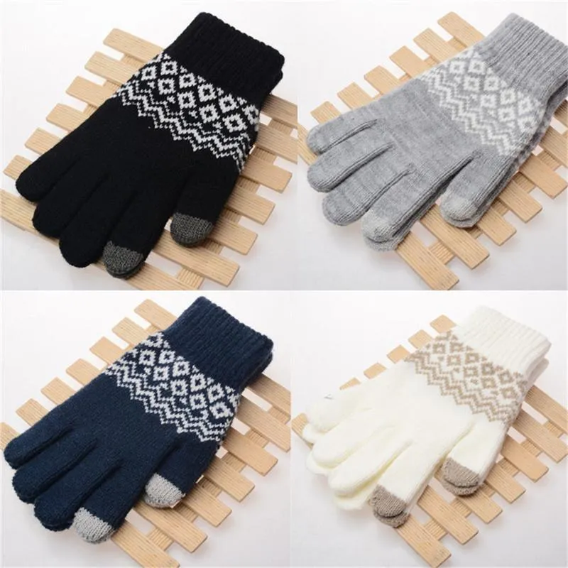 Gants sans doigts mode hiver chaud écran tactile coton laine poignet femmes hommes unisexe adulte mitaines gant pour téléphone portable