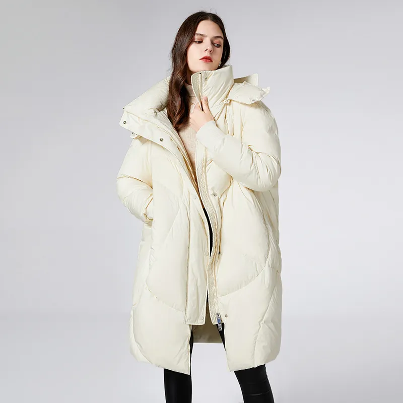 Manteau en duvet pour femmes col montant détachable à capuche mode hiver pardessus vêtements d'extérieur chaud épais Parkas