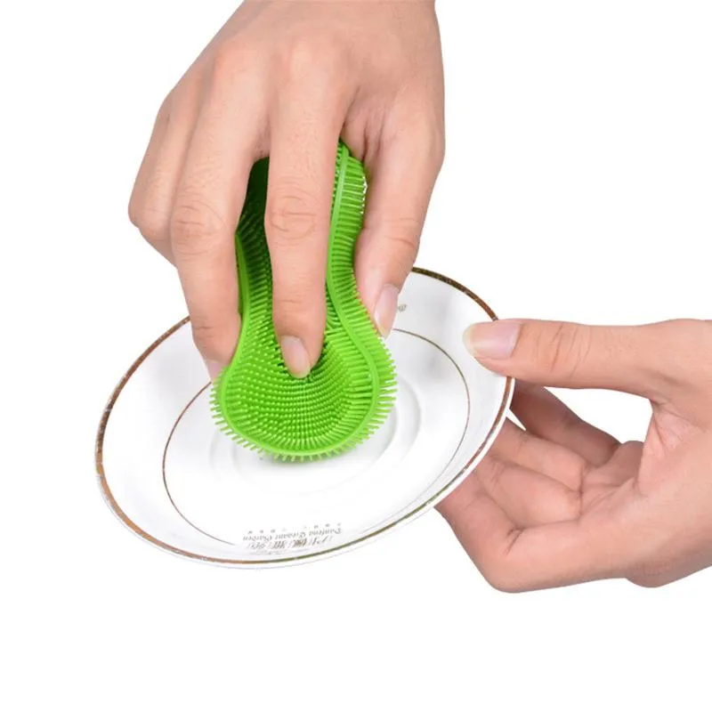 Silicone Sponge Dish Sponges Dishes Washing Double Sided Brushes Kitchen Gadgets Brush Accessories DH8560