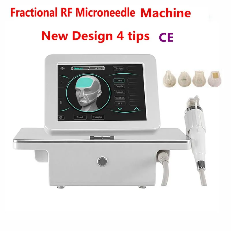 2021 새로운 디자인 4 팁 분수 RF 마이크로 닛 기계 얼굴 케어 골드 피부 여드름 흉터 스트레치 마크 제거 치료 뷰티 머신