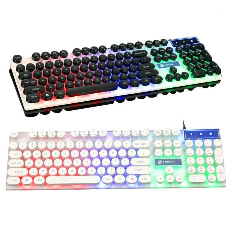Imitação de teclado para jogos mecânico e mouse USB 104 teclas para jogadores russos com placa de teclado com luz de fundo1