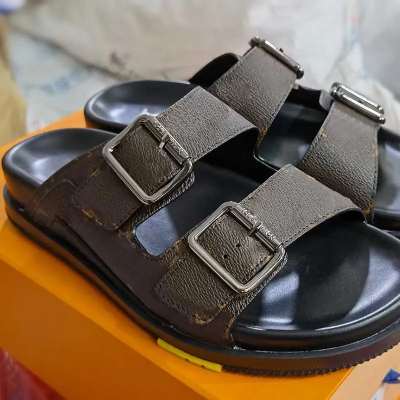 Zapatillas de plataforma de piel de becerro de moda, sandalias de lujo italianas de diseñador, mulas clásicas para exteriores, mocasines de goma Fip 231115
